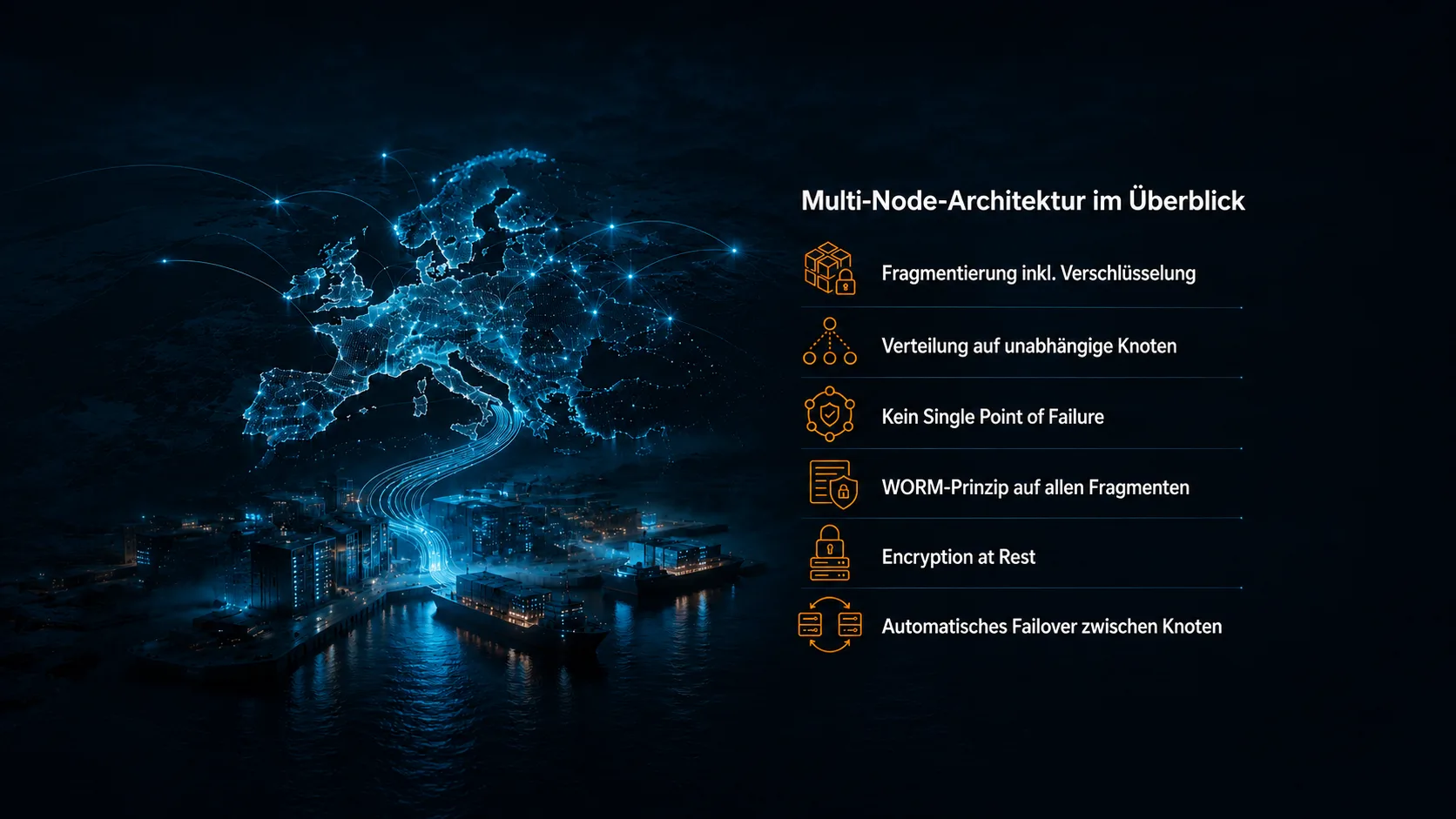 Multi-Node Backup ist eine verteilte Backup-Architektur, bei der Daten in verschlüsselte Fragmente zerlegt und auf mehrere unabhängige Speicherknoten verteilt werden. Dadurch entsteht kein Single Point of Failure – kein einzelner Angriff oder Ausfall kann alle Datenfragmente gleichzeitig kompromittieren. Statt ein zentrales Backup an einem Ort zu platzieren, schafft groupios durch Datensplitting, Verteilung und Wiederherstellbarkeit echte Resilienz. Ihre Daten werden in verschlüsselte Kleinsegmente zerlegt und redundant auf viele unabhängige Einheiten verteilt – für maximale Sicherheit und eine schnelle, zuverlässige Wiederherstellung im Ernstfall. Das Ergebnis: maximale Resilienz, vollständige Kontrolle auf einem Sicherheitsniveau, das klassische Backup-Konzepte deutlich übertrifft. Kompromisslos – selbst bei Angriffen oder Ausfällen bleibt Ihre Datenintegrität erhalten. Klassisches Backup war gestern – mit groupios kommt echte Resilienz: eine Backup-Architektur, die keine zentralen Angriffspunkte bietet, selbst bei Ausfällen stabil bleibt und maximale Datenintegrität sicherstellt. Fragmentierung inkl. Verschlüsselung, Verteilung auf unabhängige Knoten, Kein Single Point of Failure, WORM-Prinzip auf allen Fragmenten, Encryption at Rest, Automatisches Failover zwischen Knoten.